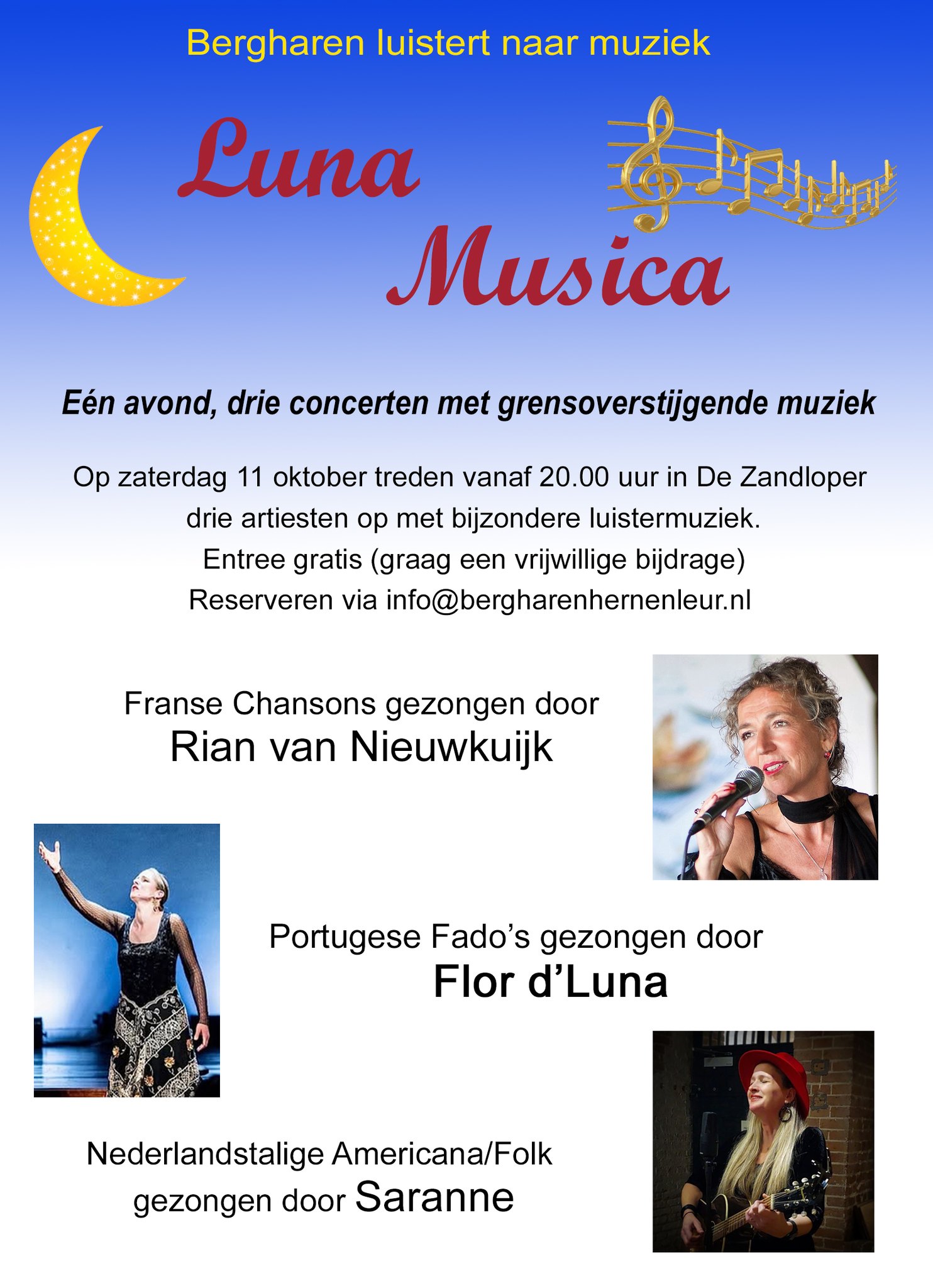 Muzikale avond 'Luna Musica' in de Zandloper